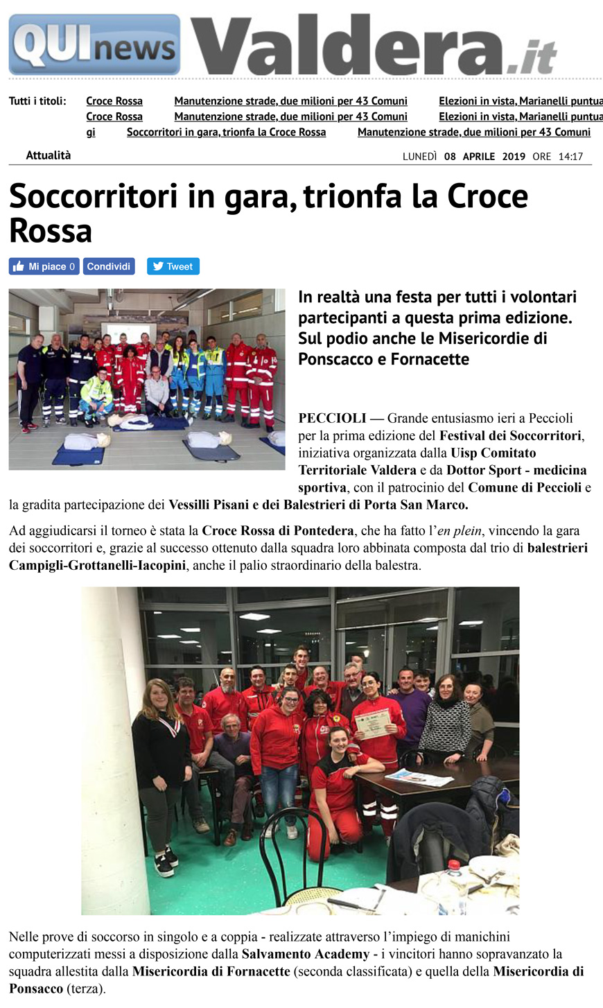 Pontedera Soccorritori in gara trionfa la Croce Rossa 1